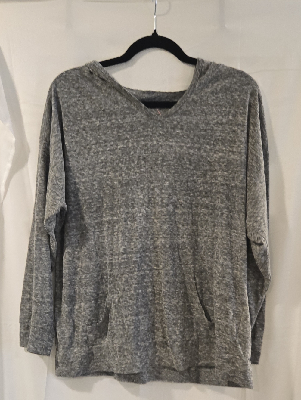 Derek Heart Plus Heather Gray Hooded Long Sleeve Top Size 1X